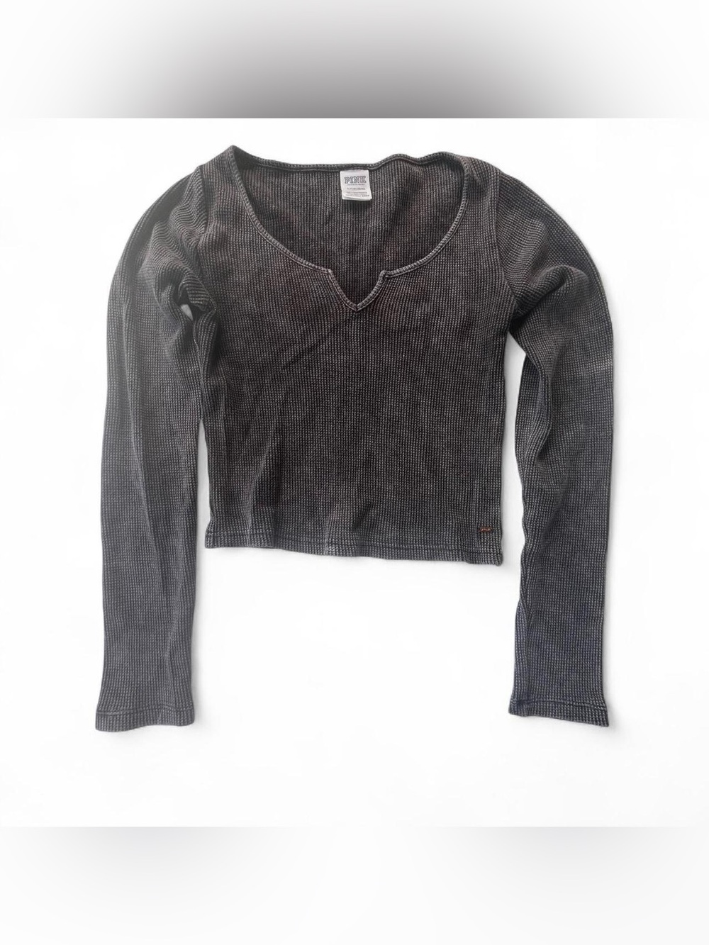 Victoria’s Secret PINK Waffle Knit Long Sleeve Crop Top Women’s Size Small